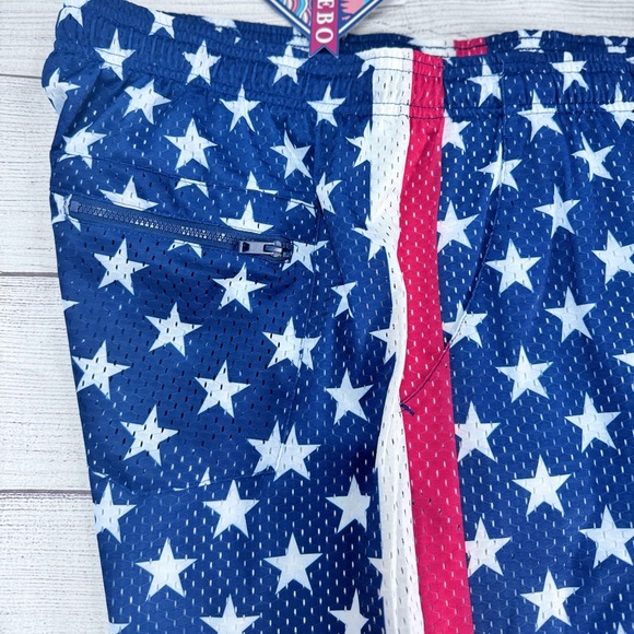 Burlebo Mesh Fully Lined Athletic Gym Basketball Patriotic Flag Shorts - Picture 5 of 8